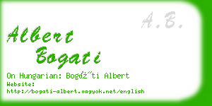 albert bogati business card